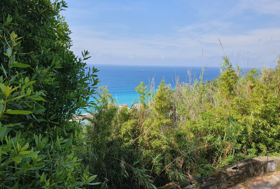 View from the entrance of the campsite to the sea (140 metres above sea level)