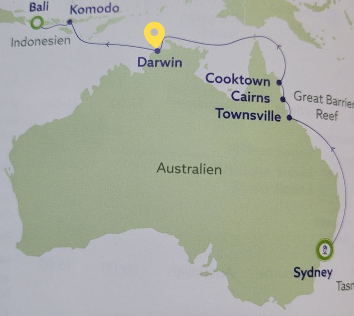 Tag 107 und 108 bis 109 von 175: Kreuzfahrt rund um die Welt - Darwin/Australien und zwei Seetage