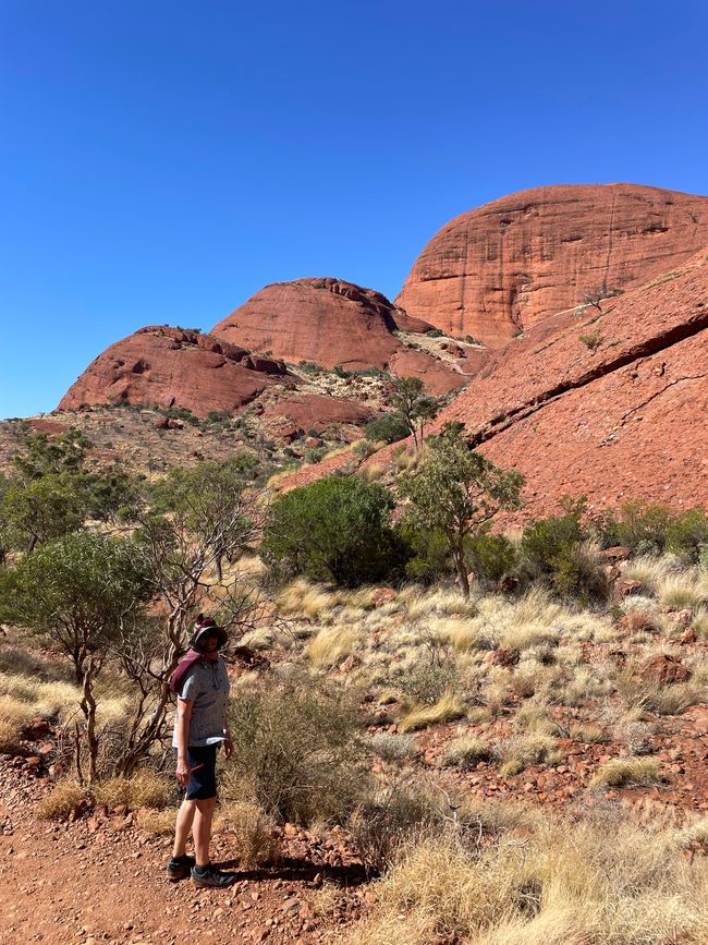 Descent from a ridge between two rock domes