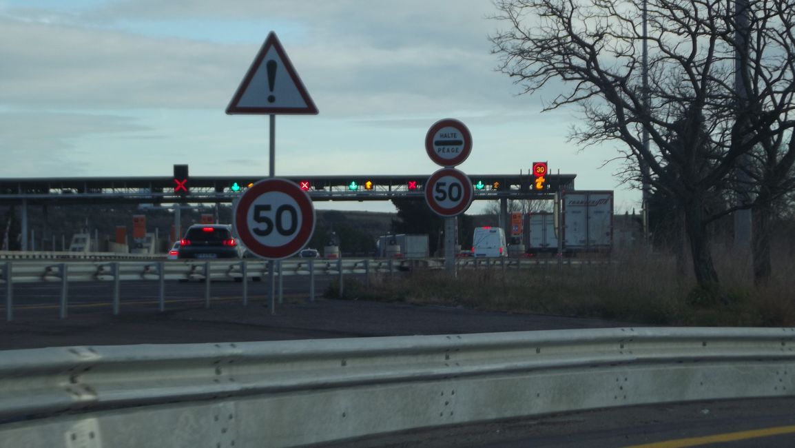 Route von La Jonquera (Spanien) nach Perpignan (Frankreich) (März 2019)