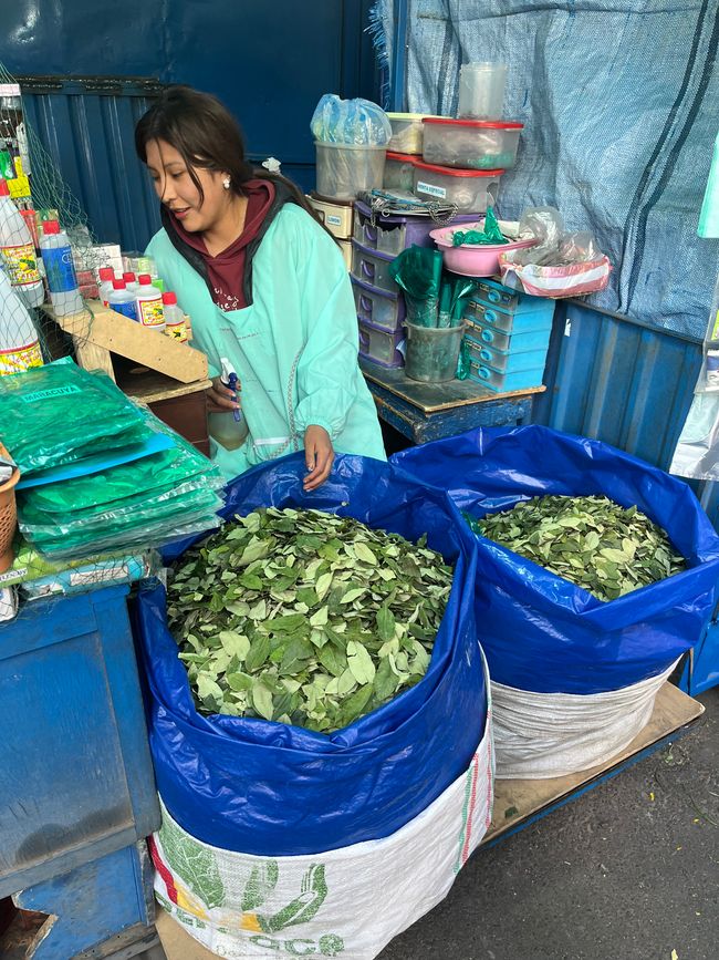 Coca leaves at the market in El Alto