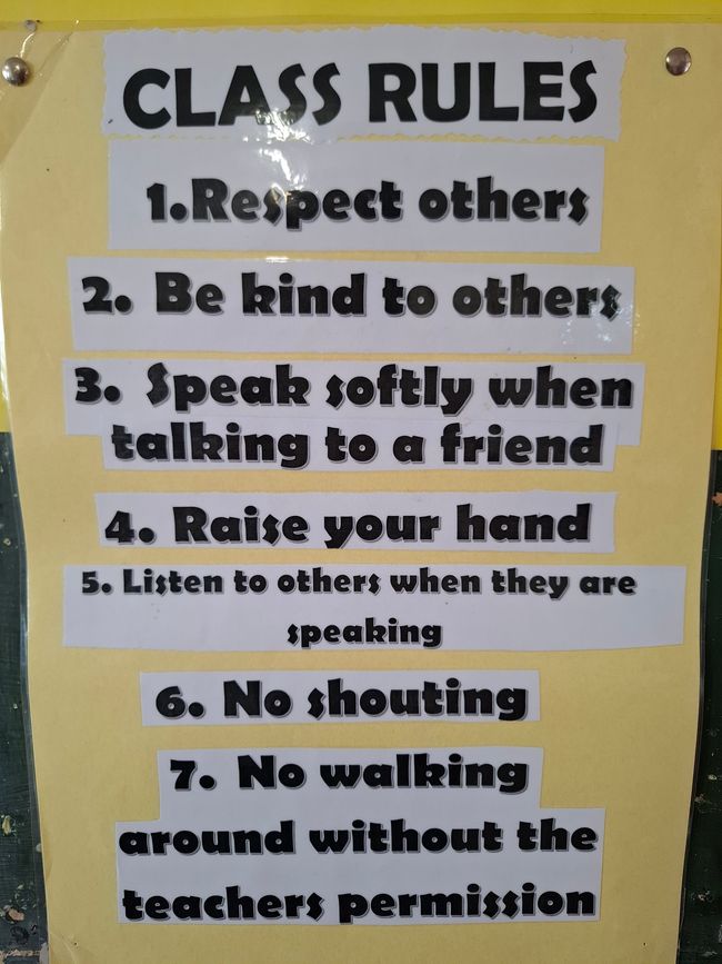Classroom rules (example 1)