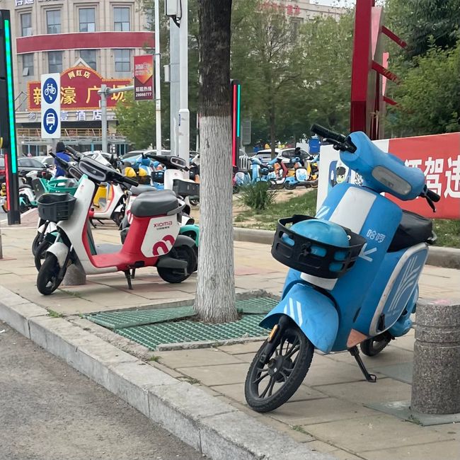 These e-scooters (with helmet) are increasingly replacing rental bikes...