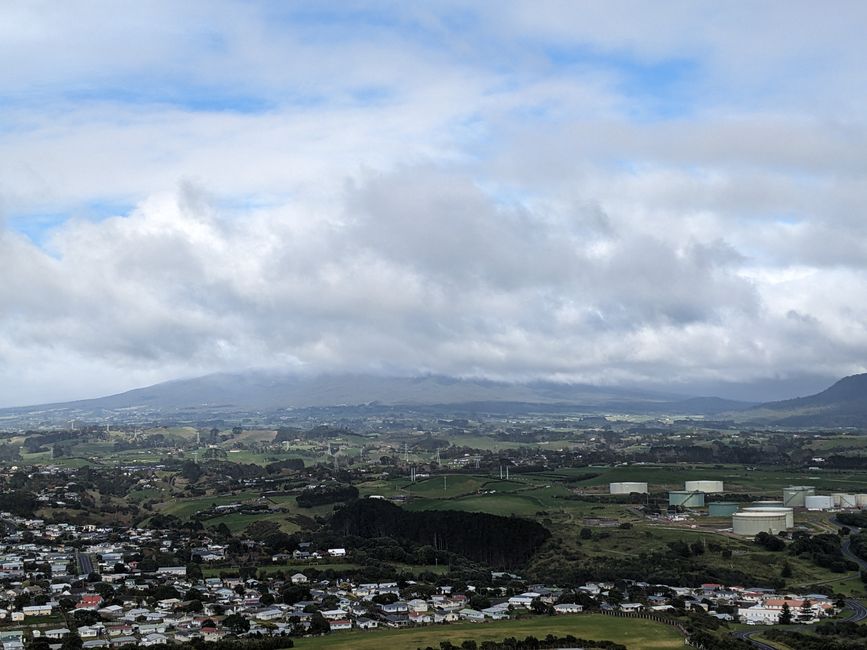 View of allegedly existing Mt Taranaki (volcano) from Paritutu Rock 