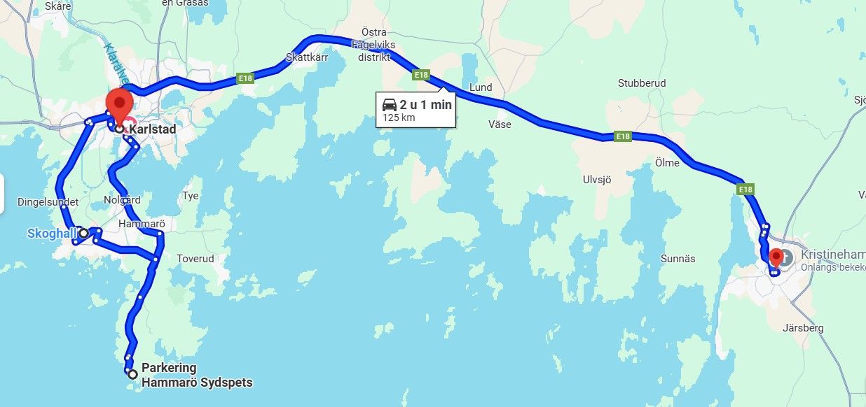 Kristinehamn - Karlstad - Hammarö Sydspets - Kristinehamn