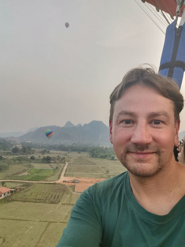 Continuing the journey to Vang Vieng - Hike to the Silver Cross Viewpoint and hot air balloon ride