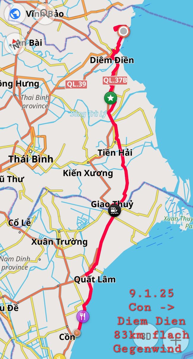 9.1.25 Con-> Diem Dien 83 km avec vent de face