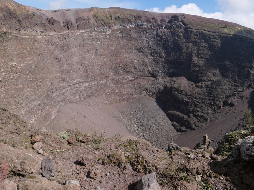 At the edge of the crater 