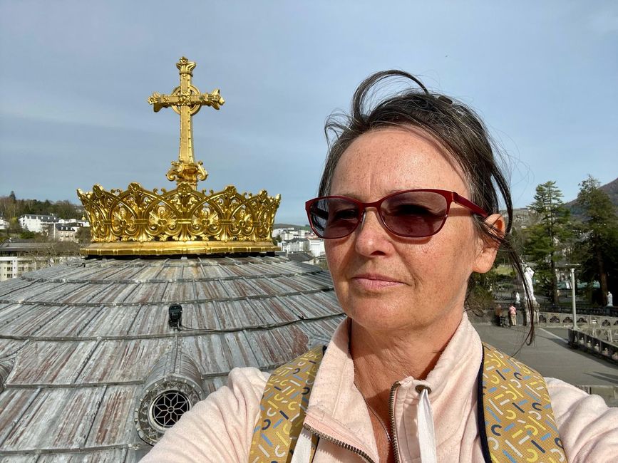 Icke with a selfie high above the cathedral.