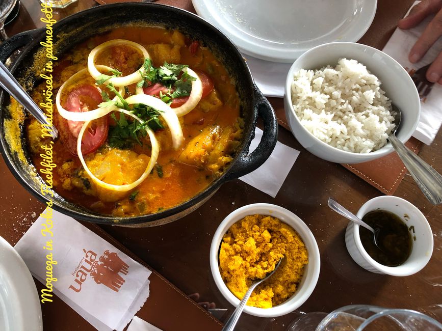 Moqueca mit Reis und Maniok