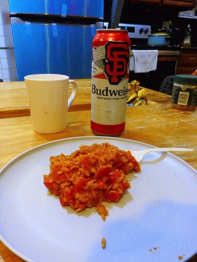 Reis mit Paprika, 3$, und 2 Tomaten, je 70ct