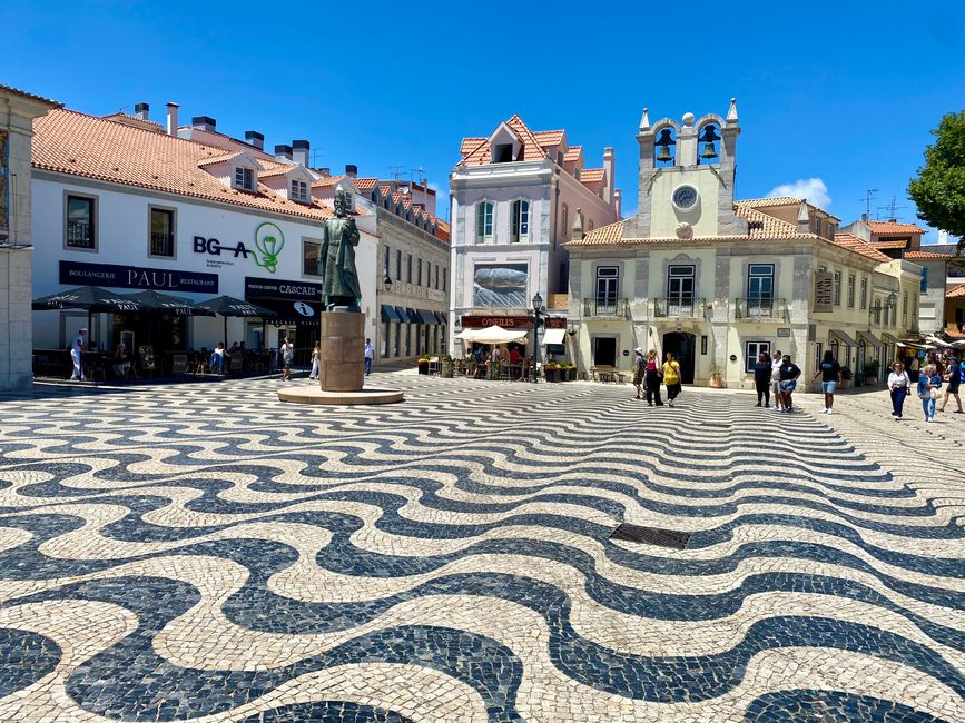 The Town Hall Square of Cascais - the medieval tile pattern creates a great 3D effect