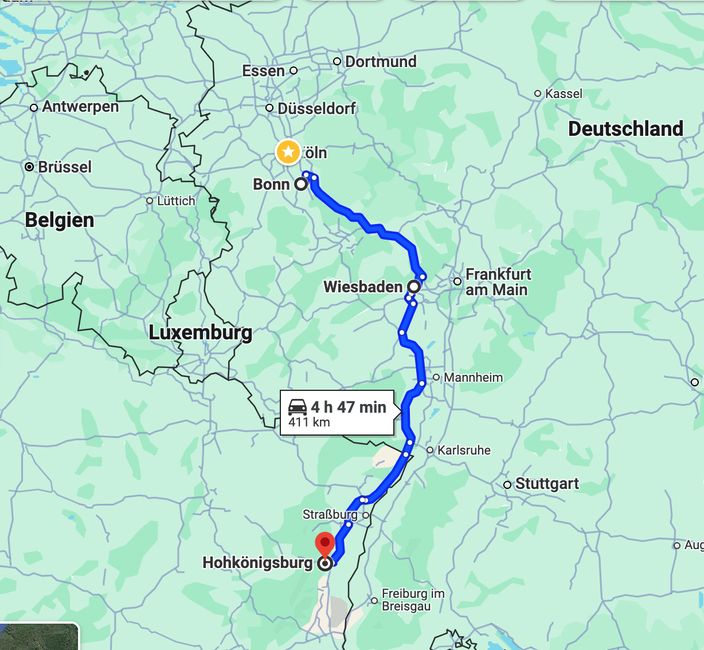 de Bonn a Wiesbaden y luego a Alsacia