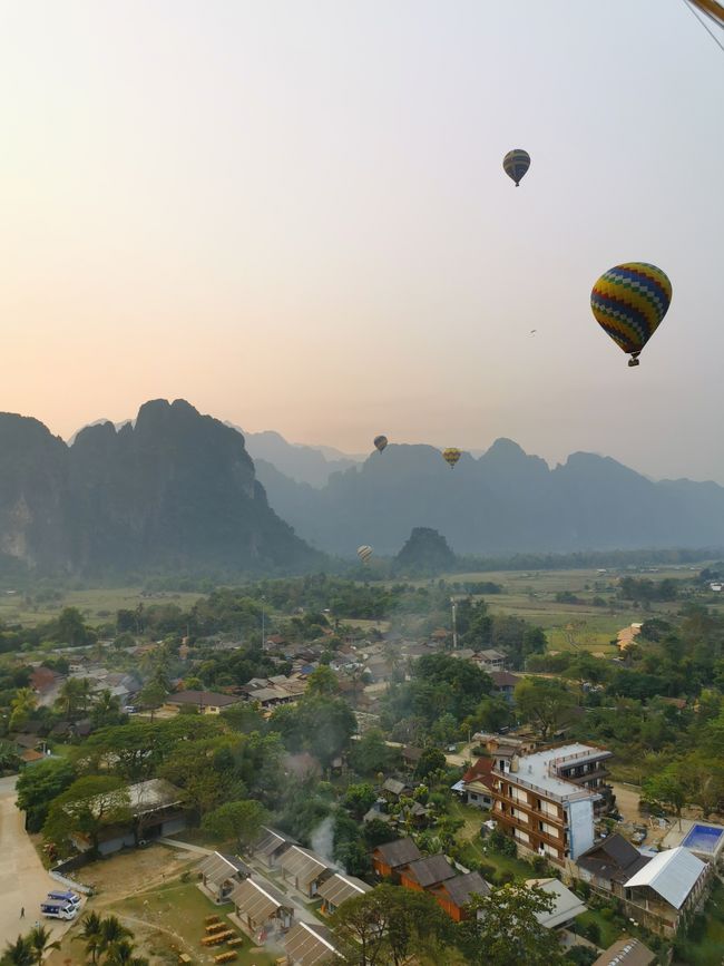 Continuing the journey to Vang Vieng - Hike to the Silver Cross Viewpoint and hot air balloon ride