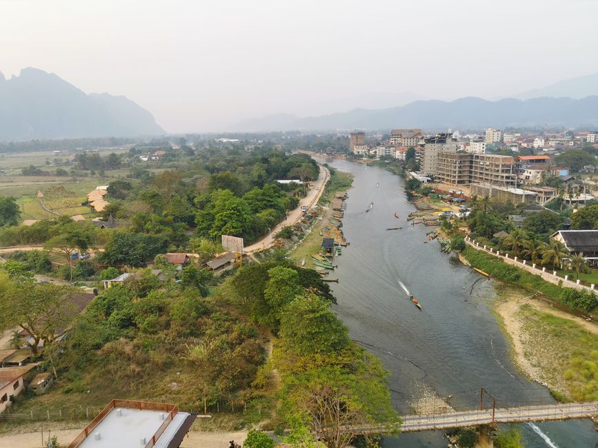 Continuing the journey to Vang Vieng - Hike to the Silver Cross Viewpoint and hot air balloon ride