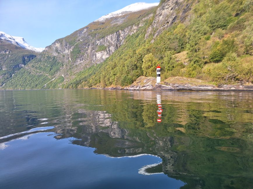 Richtungsleuchturm am Geiranger