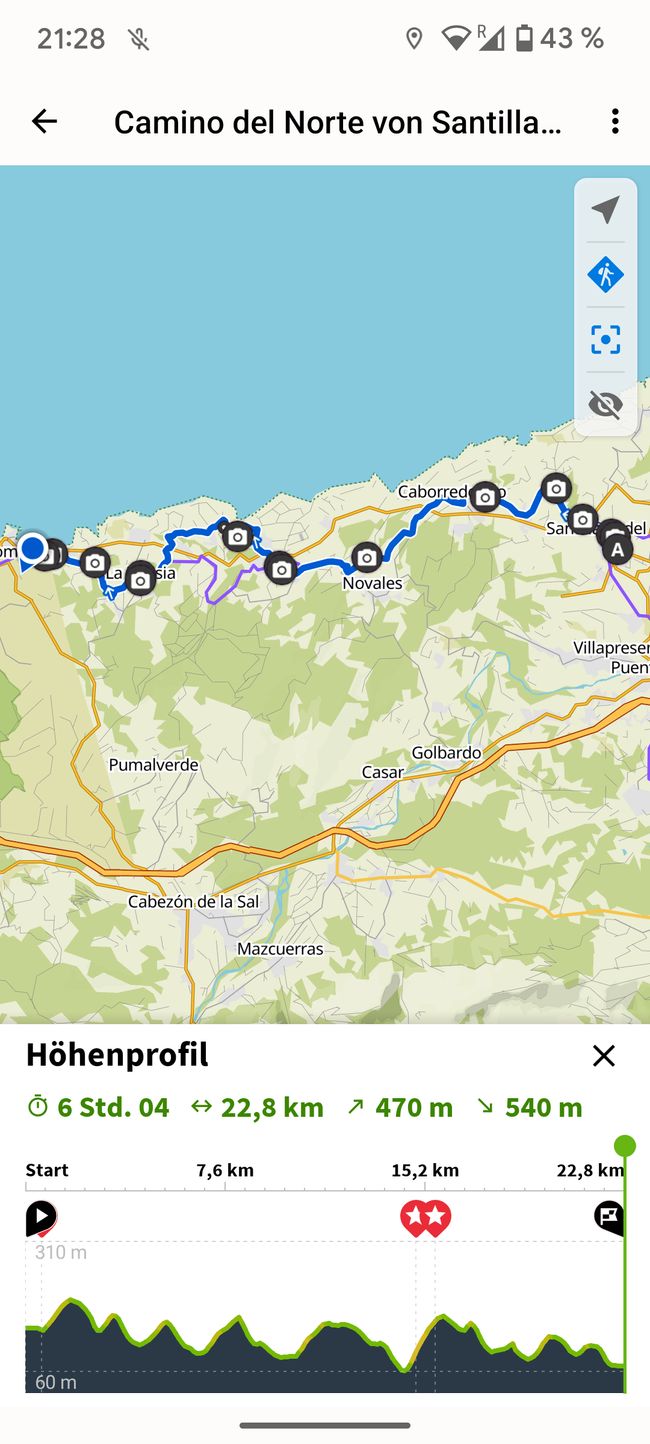 9. Etappe Camino del Norte von Santillana del Mar nach Comillas