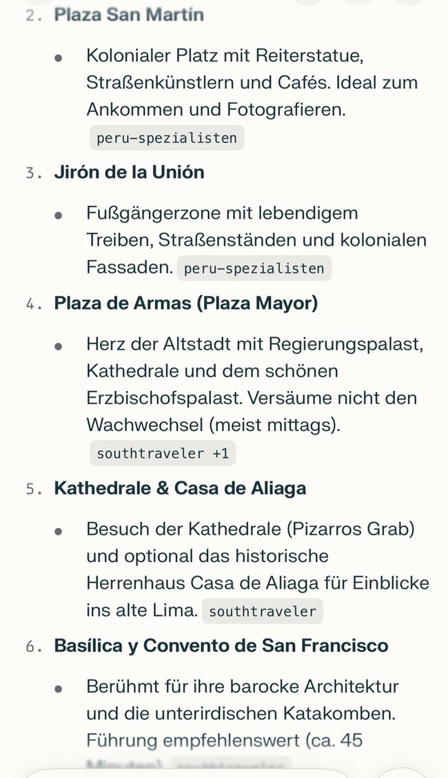 1/2 Tag in Lima - was kann man sich anschauen ...