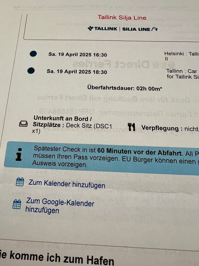 Zweite Fähre gebucht