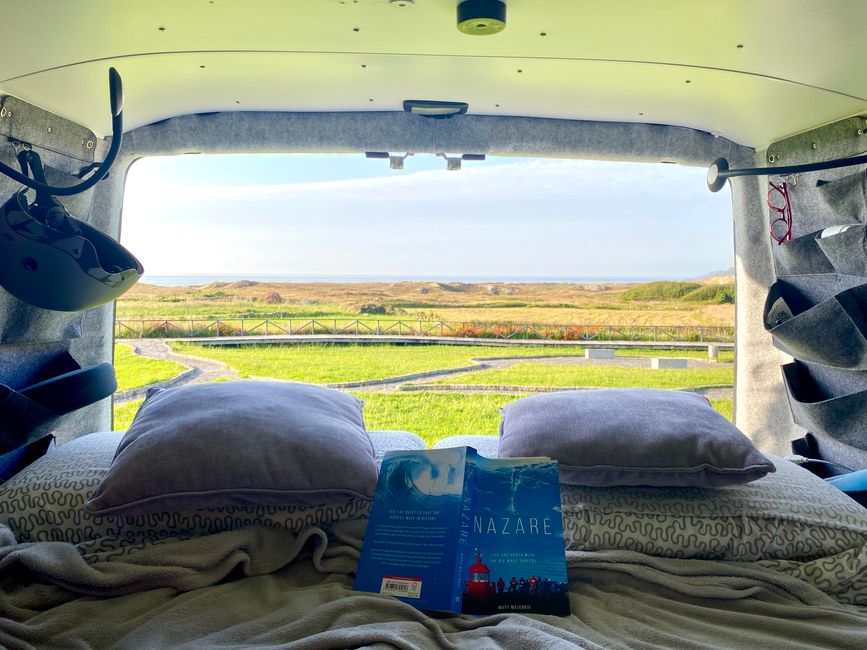 Sleeping spot overlooking lush dunes