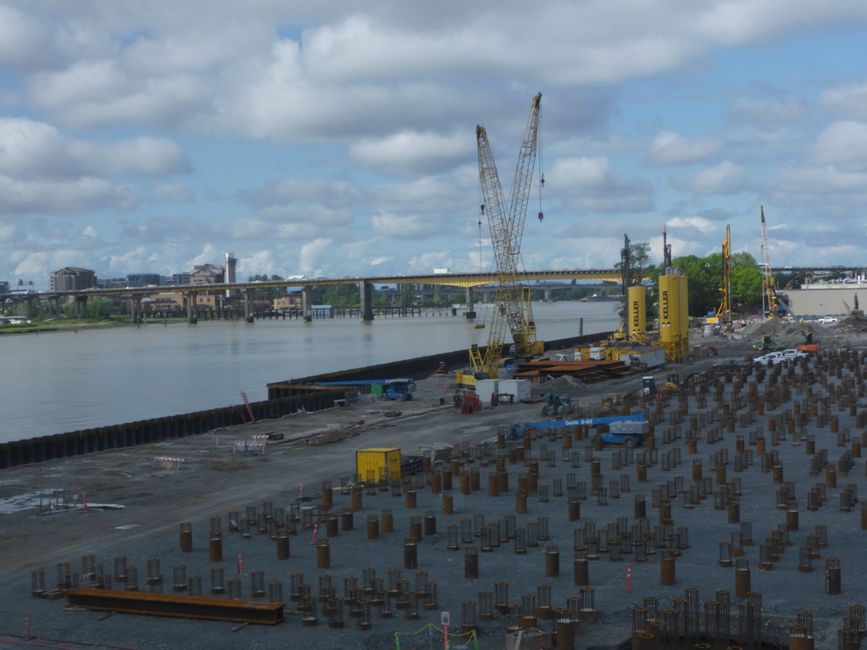 A lot of lumber floating