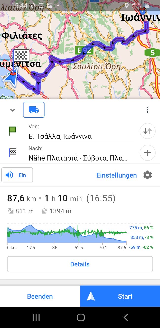 Il percorso sembra attraversare violentemente le montagne.