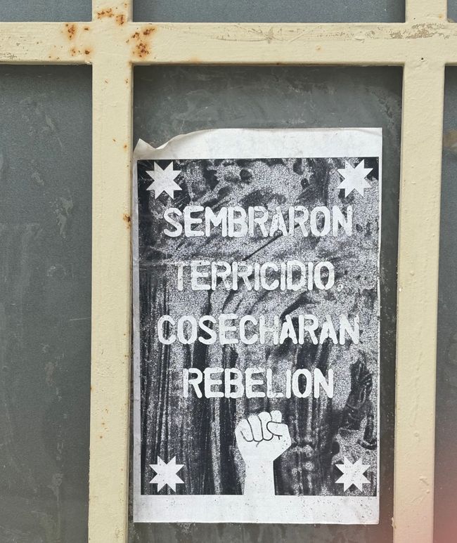 "They sow terrorism and harvest rebellion". Probably a campaign against planned super-mines.