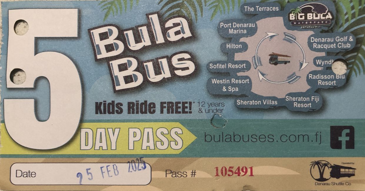 Das Ticket für den BULA Bus nach Port Demarau