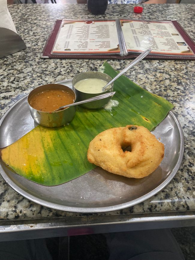 Tipico per il sud India su una foglia di banana