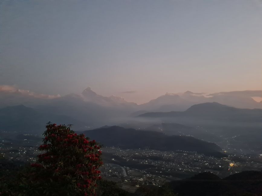 The view of Sarangkot before sunrise.