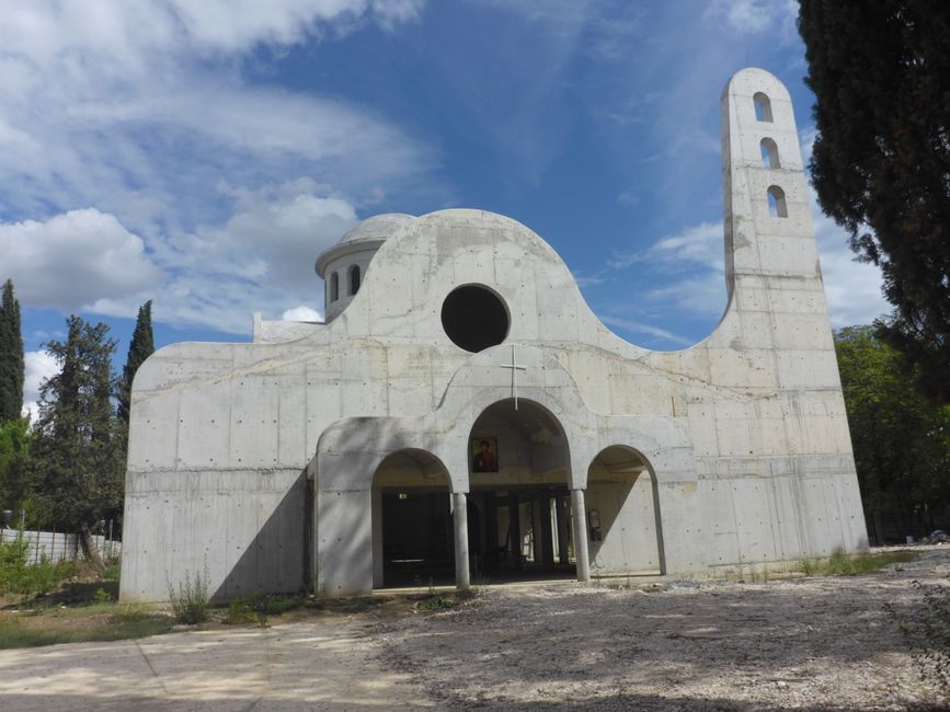 In the middle, an Orthodox church is being built 