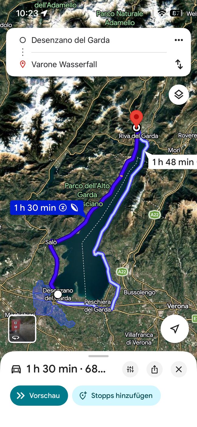 Fahrt zur Grotta Cascata Varone
