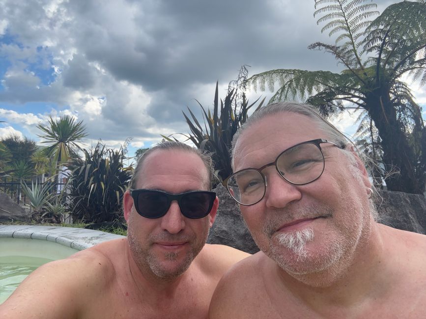 Smell of sulfur, hot springs, and water from above...