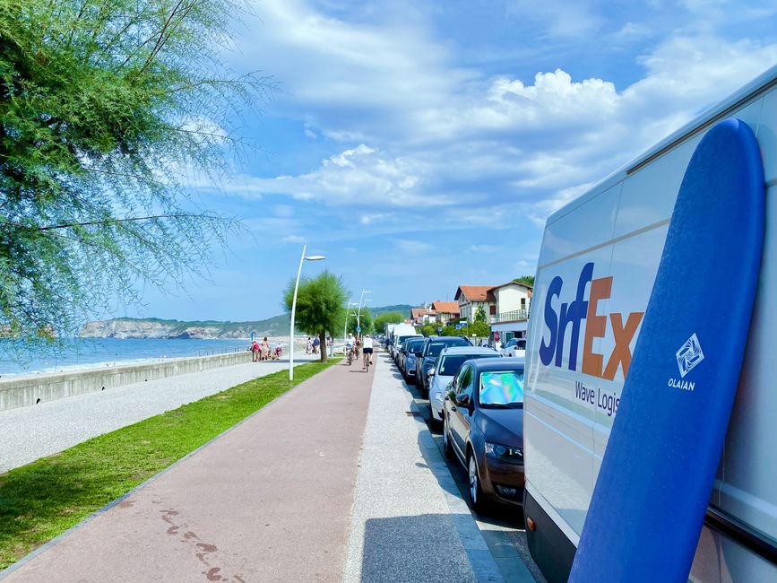 Hendaye Plage, ¡y aparcamos directamente en la playa (en dos espacios con dos tiquetes de aparcamiento)!