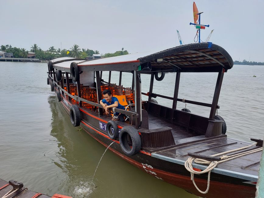 unser Boot auf dem Mekong