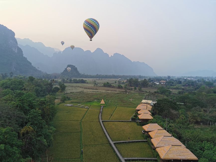 Continuing the journey to Vang Vieng - Hike to the Silver Cross Viewpoint and hot air balloon ride