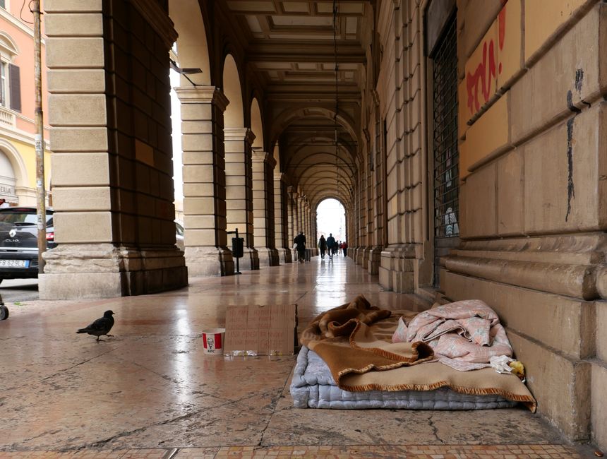 Obdachlosigkeit in den Arkaden 