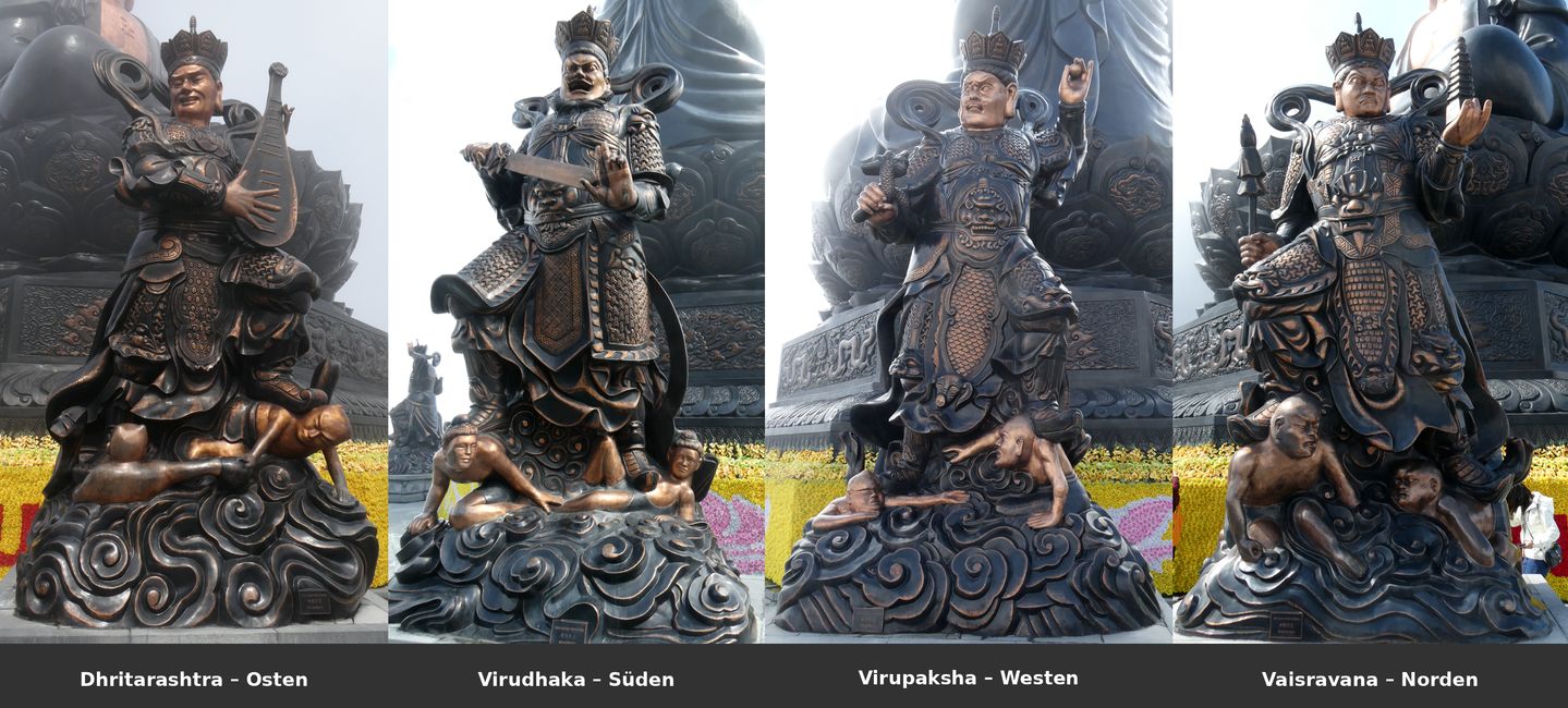 Los cuatro reyes celestiales vigilan al Buda