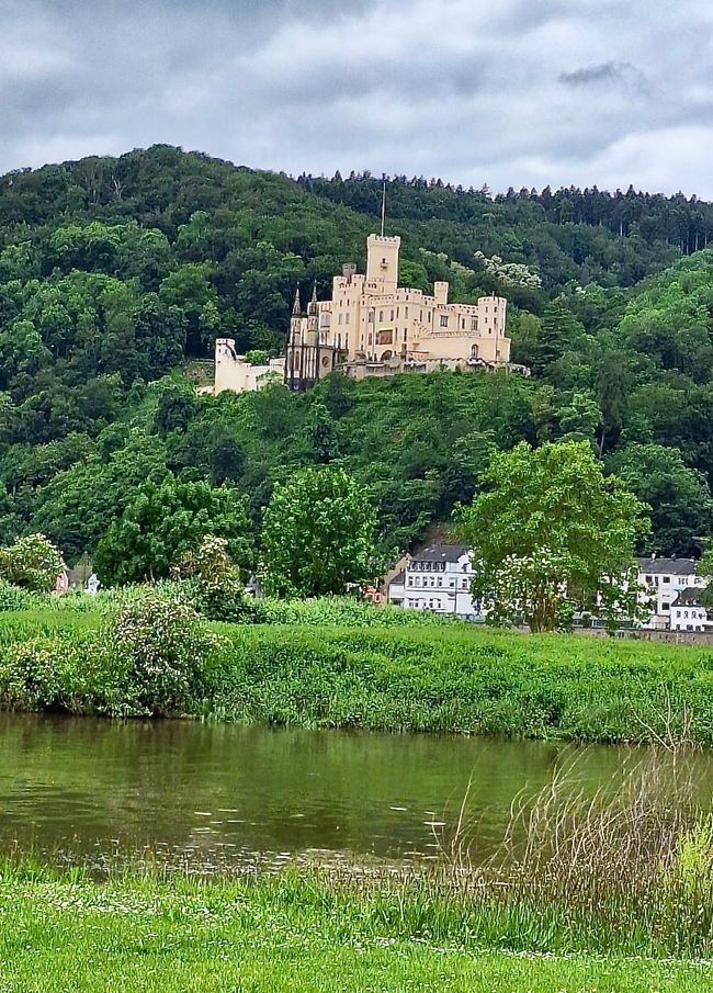 Stolzenfels Castle stands opposite the mouth of the Lahn.