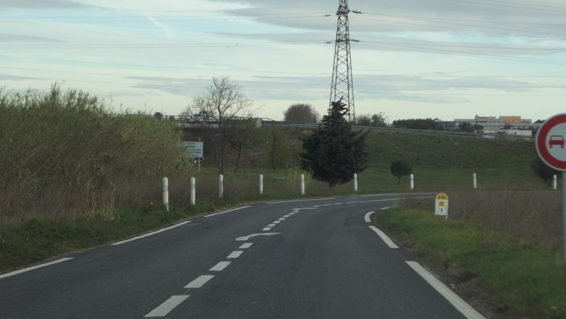 Route von La Jonquera (Spanien) nach Perpignan (Frankreich) (März 2019)