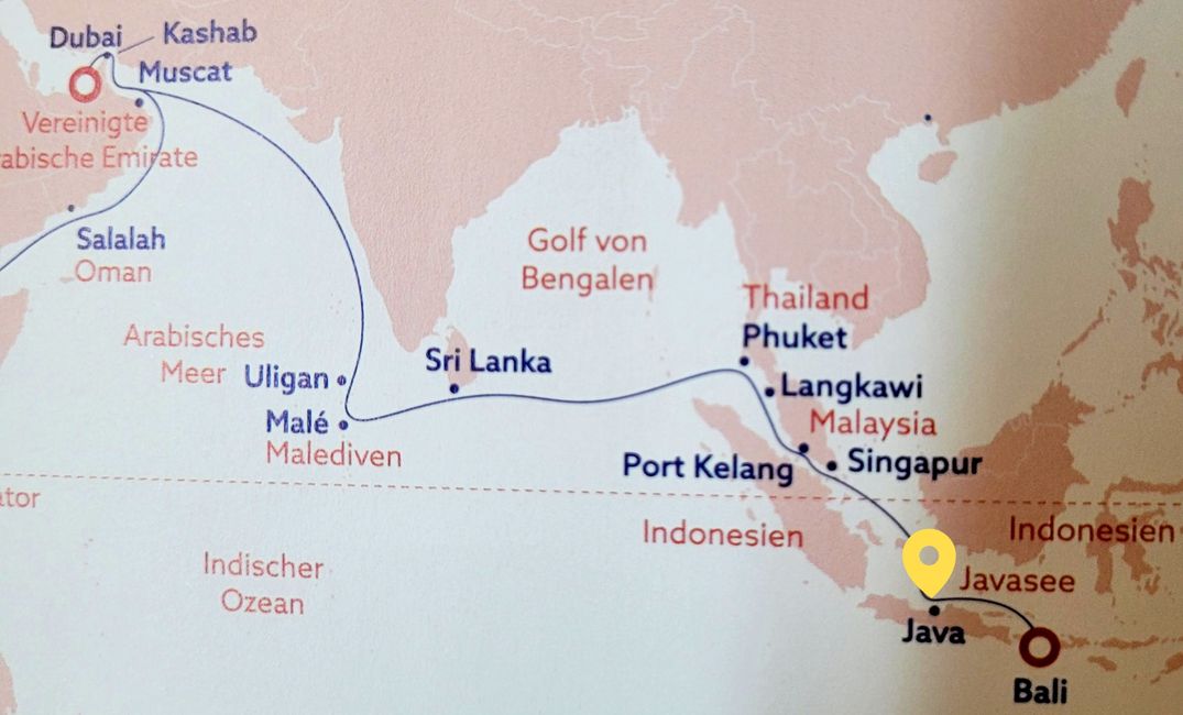Día 114 y 115 de 175: Crucero por el mundo - Semarang/Java y día de mar
