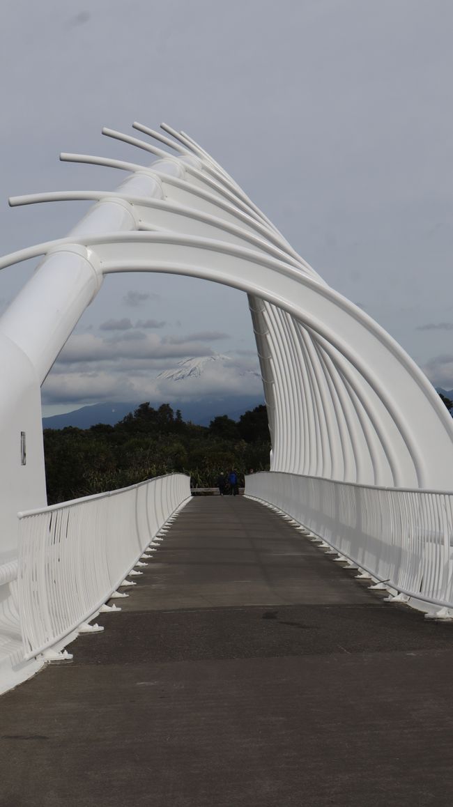 Blick von der Te Rewa Rewa Brücke auf den Taranaki