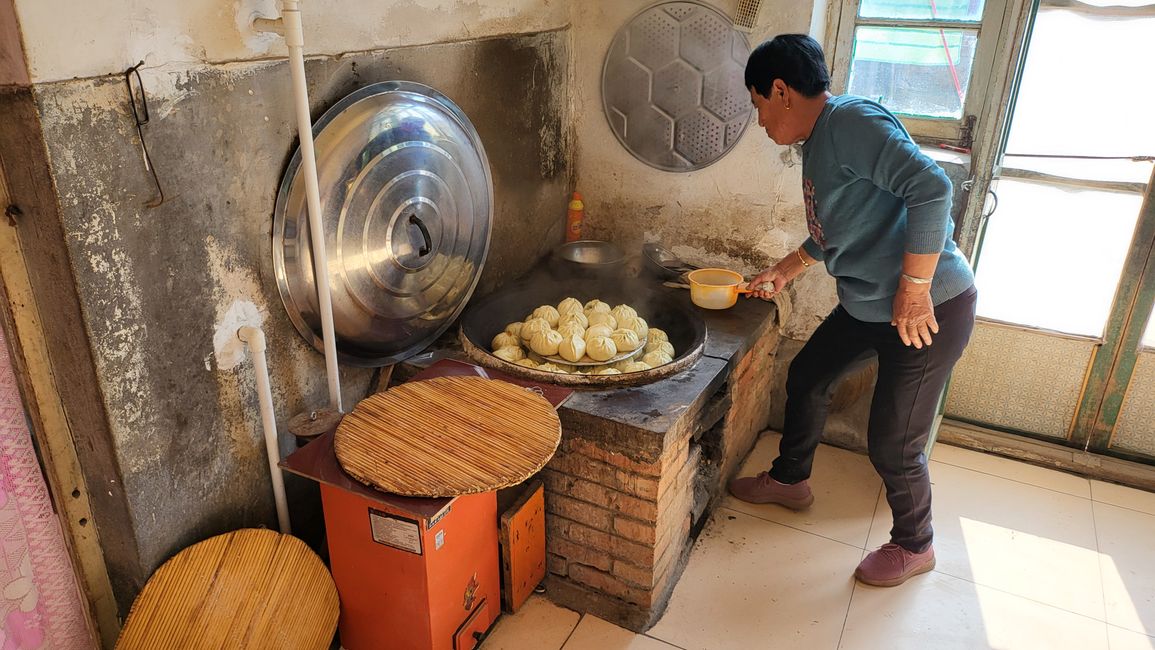 Baozi en el horno de leña