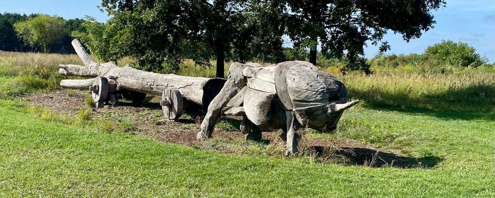 A wooden sculpture representing a symbolic animal