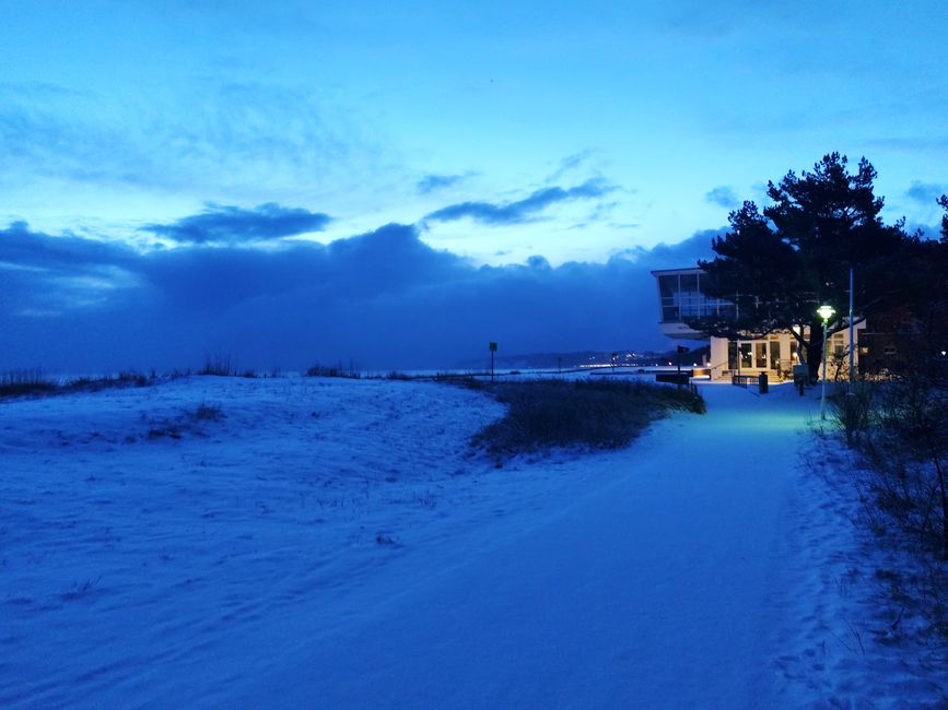 Gassi gehen früh morgens in Baabe       
auf Rügen