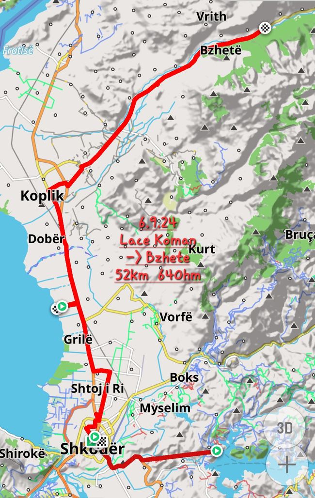 6.9.24 vom Lace Koman an den Shkoders See und dann in die Alpen 