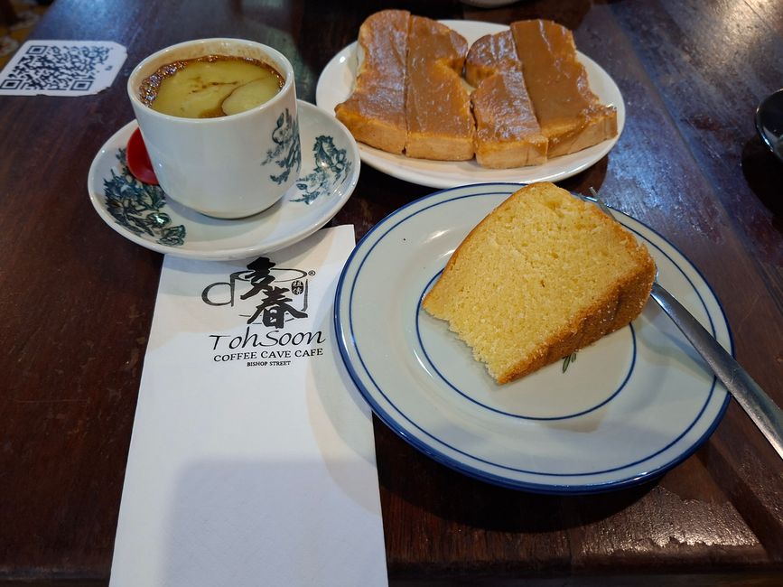 Butter coffee, butter cake, and kaya toast