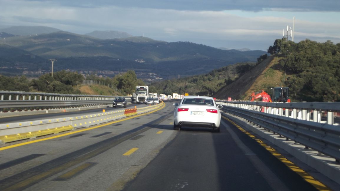 Route von La Jonquera (Spanien) nach Perpignan (Frankreich) (März 2019)