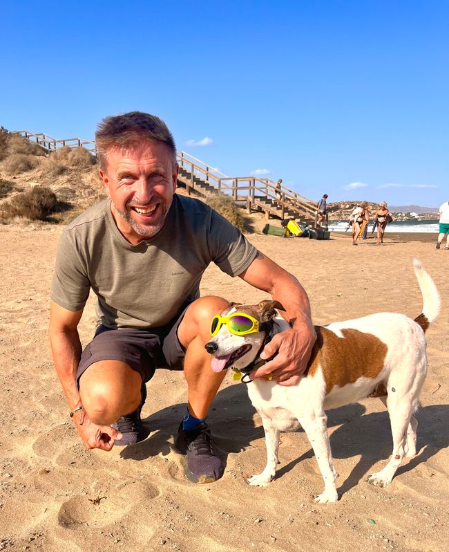 It is also windy here - so windy that even dogs wear goggles!