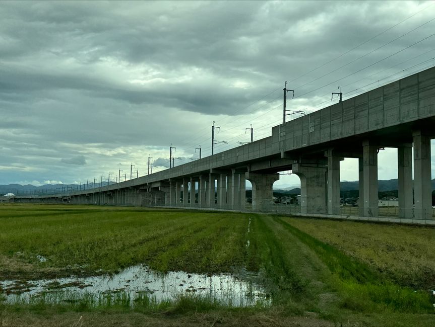 Shinkansen rail tracks not so nice in the scenery